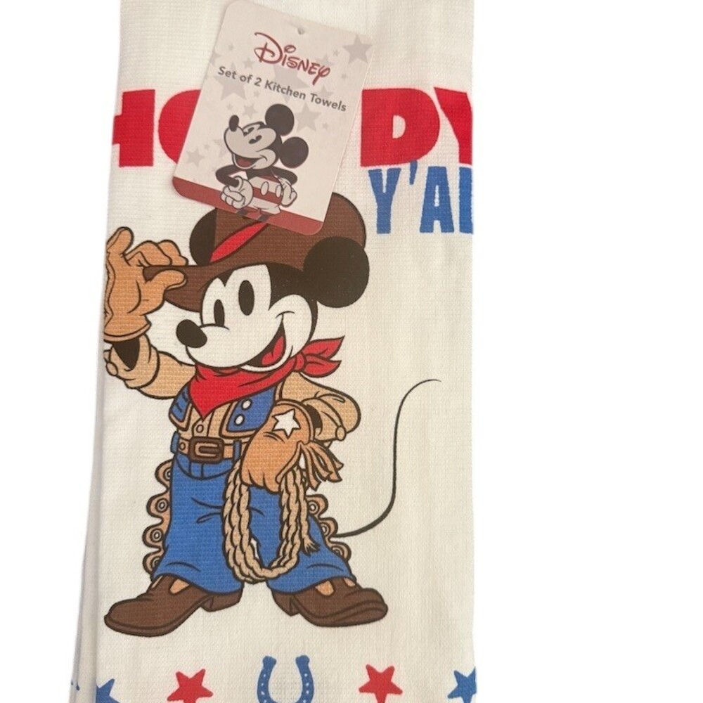Disney Mickey Mouse Western Cowboy Howdy Y’all Kitchen Towels